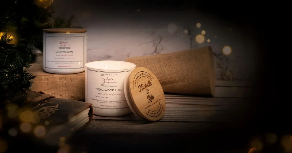 Personalized candle gift set for best friends with custom engraving